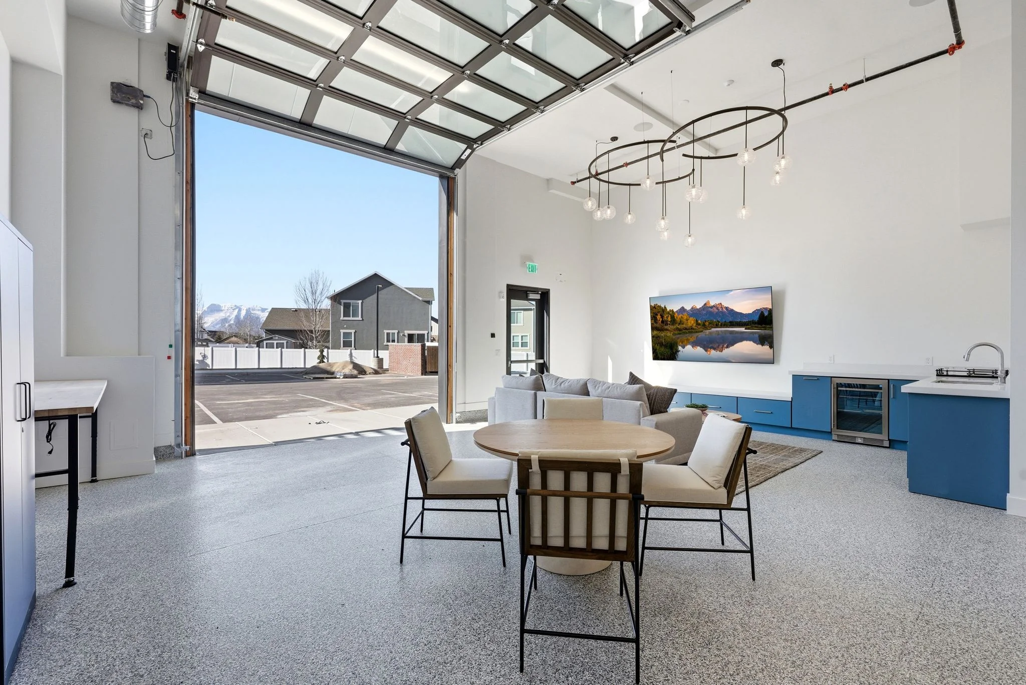 Built-in shelving with art