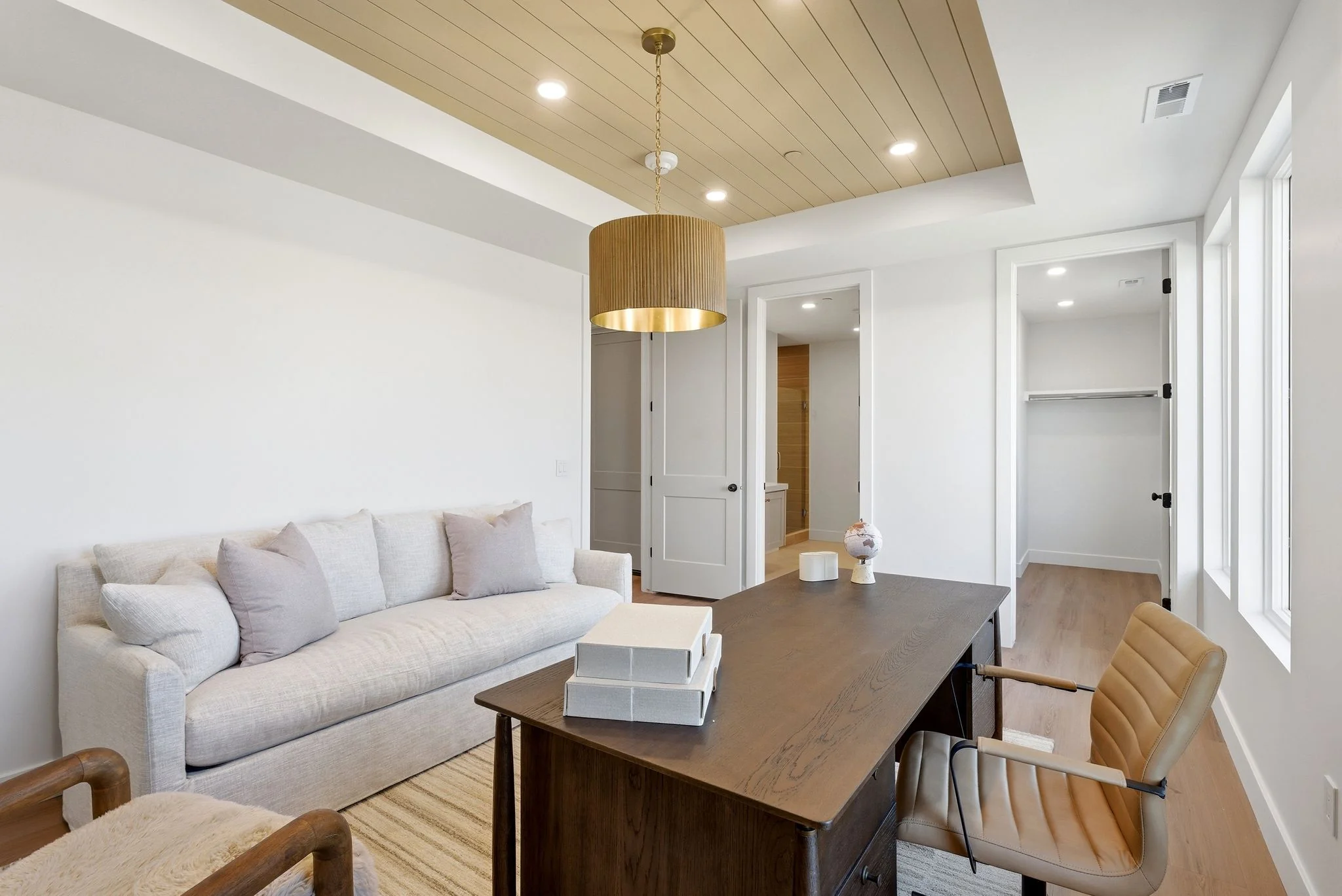 Secondary bathroom with walk-in shower and modern tile