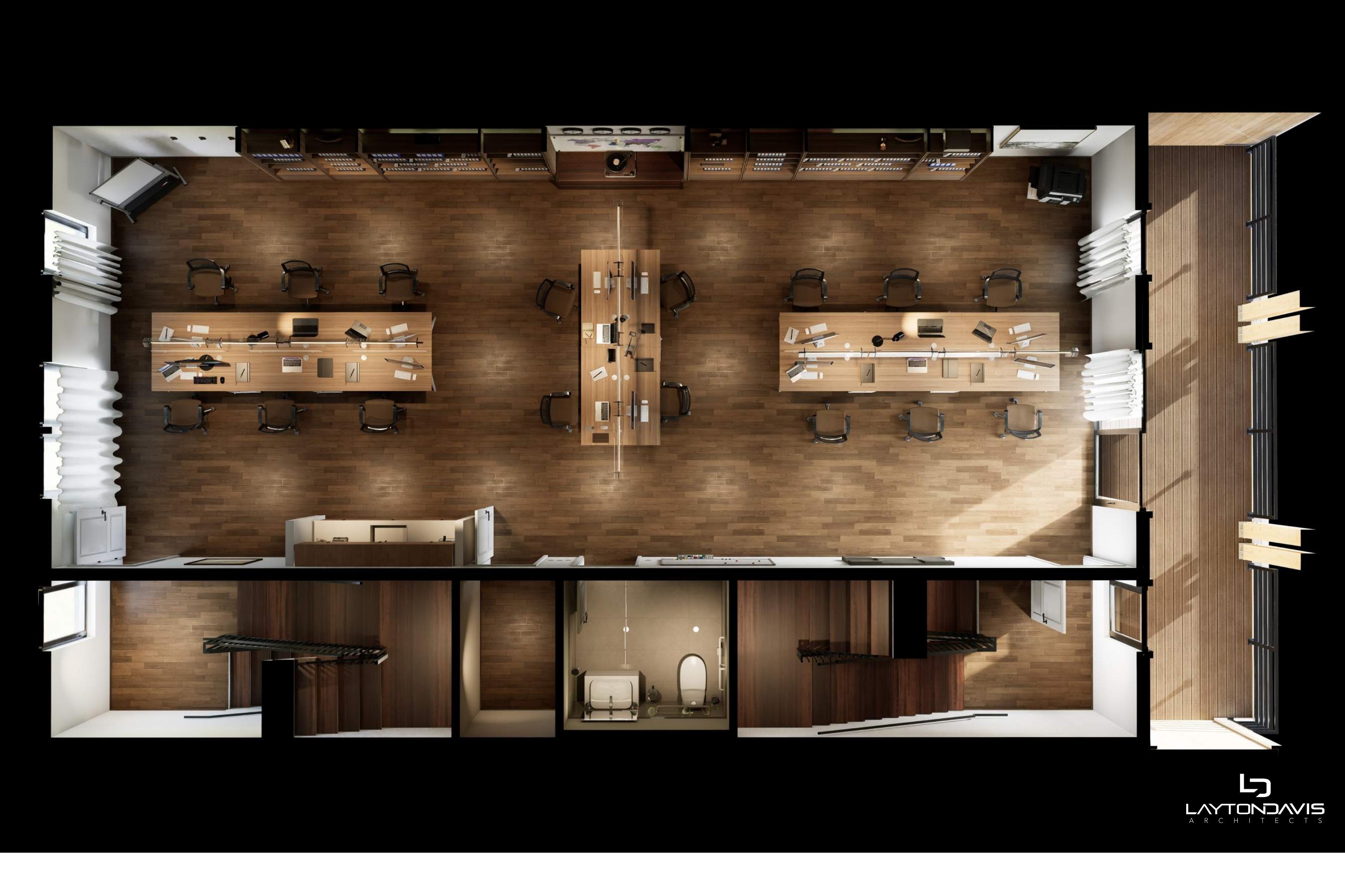 The Mercantile open-floor commercial level rendering at Mountain View Commons